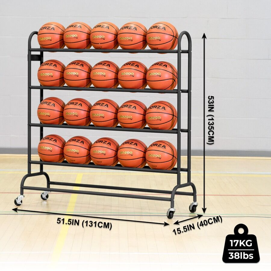 Freestanding Sports Ball Cart Portable Ball Rack - 20 Balls