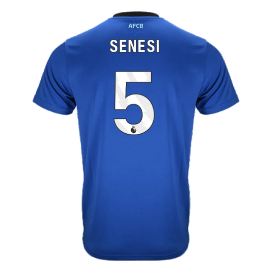 Blue sports jersey with 'Senesi' and number '5' on a white background