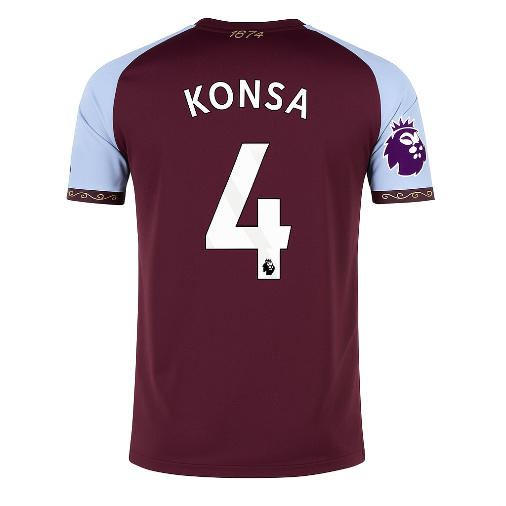 Aston Villa 2025/26 Home Burgundy Jersey Ezri Konsa #4