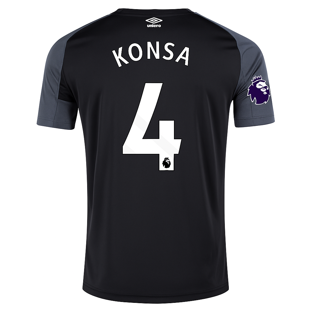 Aston Villa 2025/26 Away Black Jersey Ezri Konsa #4