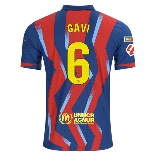 FC Barcelona 2025/26 Fourth Blue/Red Jersey Gavi #6