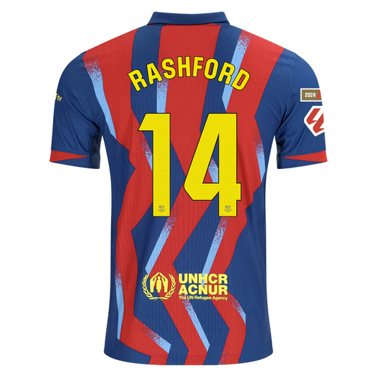 FC Barcelona 2025/26 Fourth Blue/Red Jersey Marcus Rashford #14