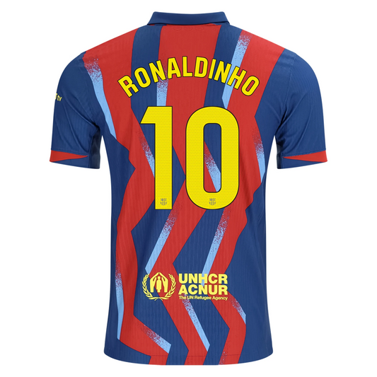 FC Barcelona 2025/26 Fourth Blue/Red Jersey Ronaldinho #10